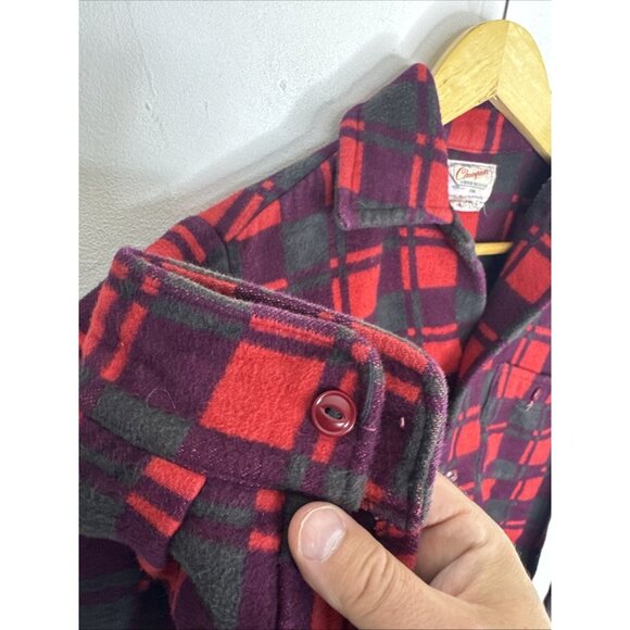 1960s Champion Tientsin Red Plaid Flannel Shirt Men’s Small Vintage Workwear - Picture 5 of 5